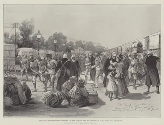 El Levantamiento de la Frontera India, Oficiales y Hombres Heridos y Enfermos llegando a Rawal Pindi desde el Frente